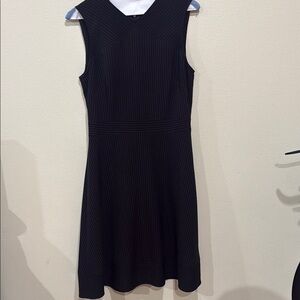 Tahari ASL Black Pinstripe Midi Dress
